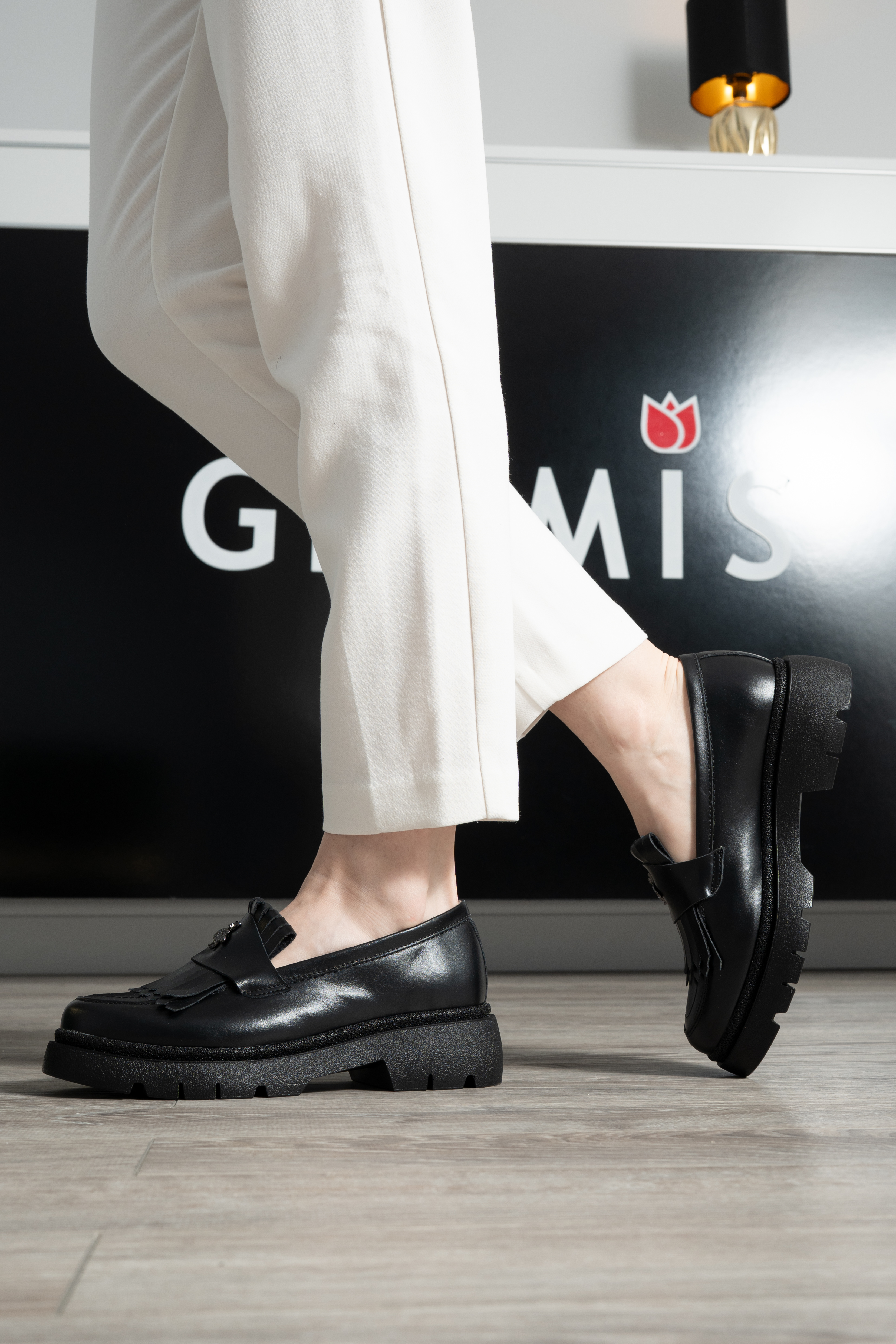 Mocasini dama, Glemis, piele naturala - Model: PS-ionela-1155, Culoare: Negru Box, Marime: 38 (25 cm)