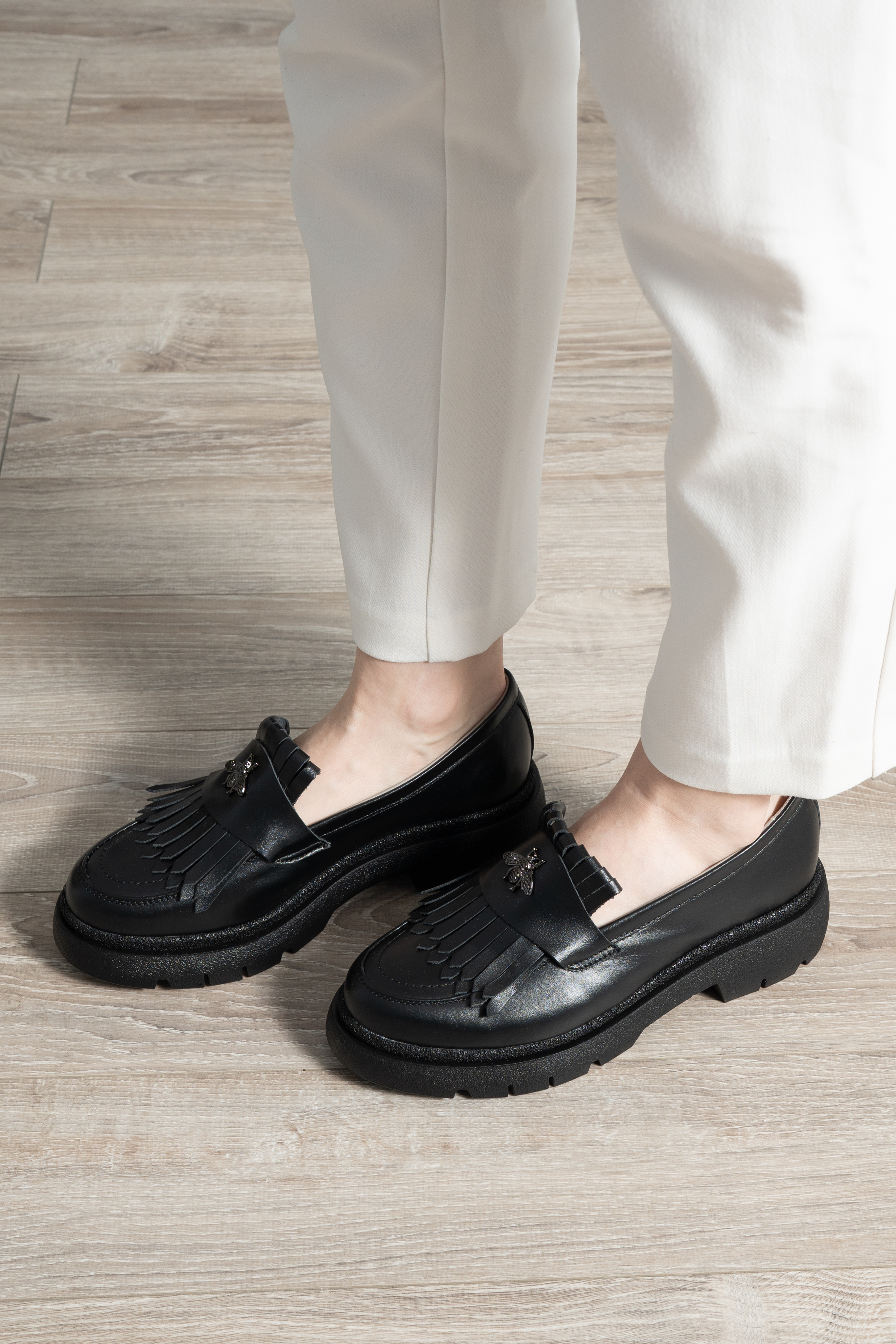 Mocasini dama, Glemis, piele naturala - Model: PS-ionela-1155, Culoare: Negru Box, Marime: 38 (25 cm)